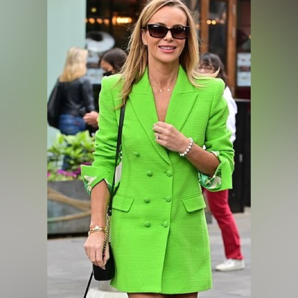 Neon Green Tailored Textured Blazer Dress - Small - Picture 12 of 13